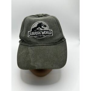 Jurassic World Baseball Cap Hat Adjustable Snapback Faded Olive Green Gray Logo